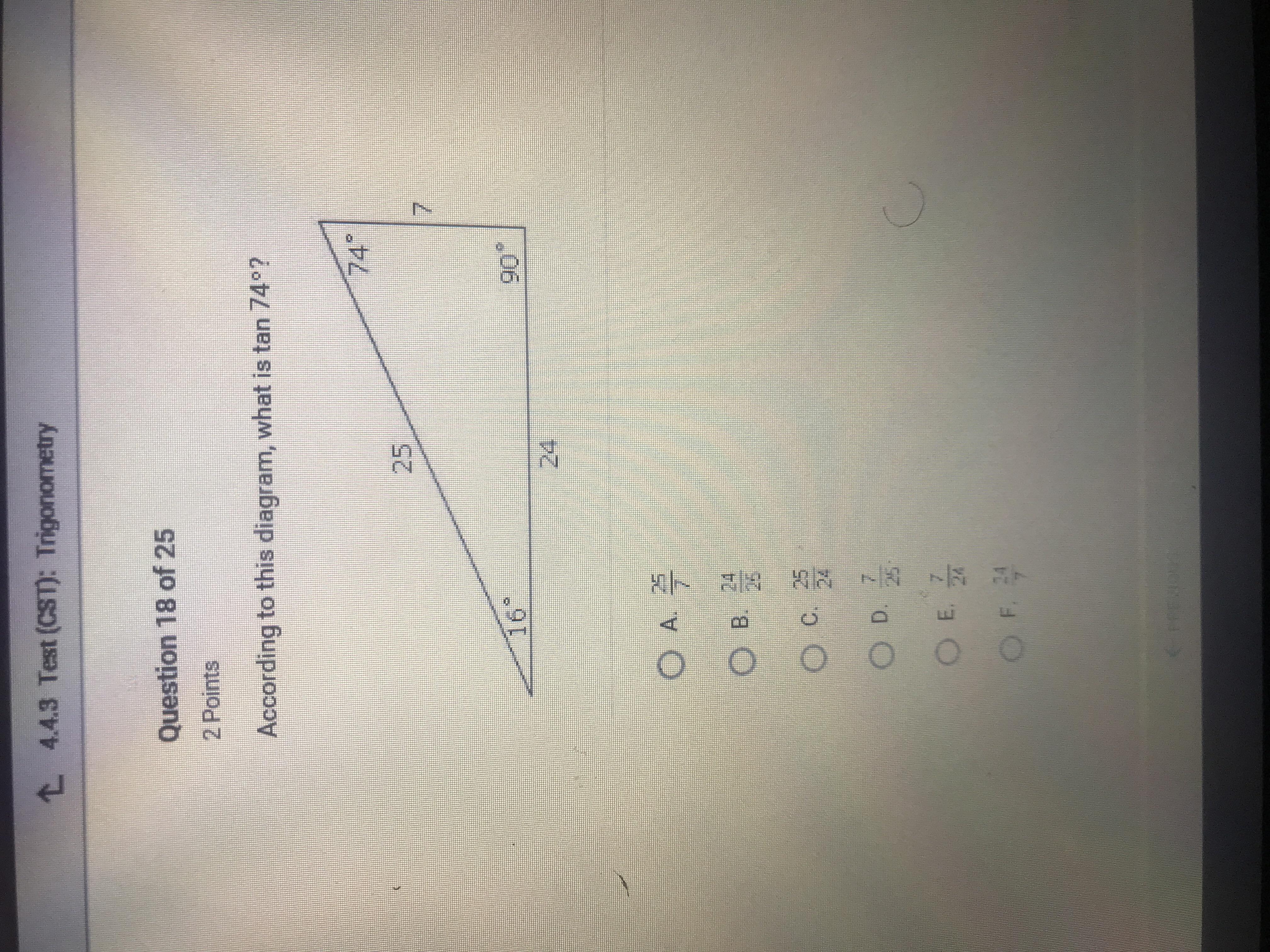 Hellpo? According to this diagram what is tam 74 degrees?