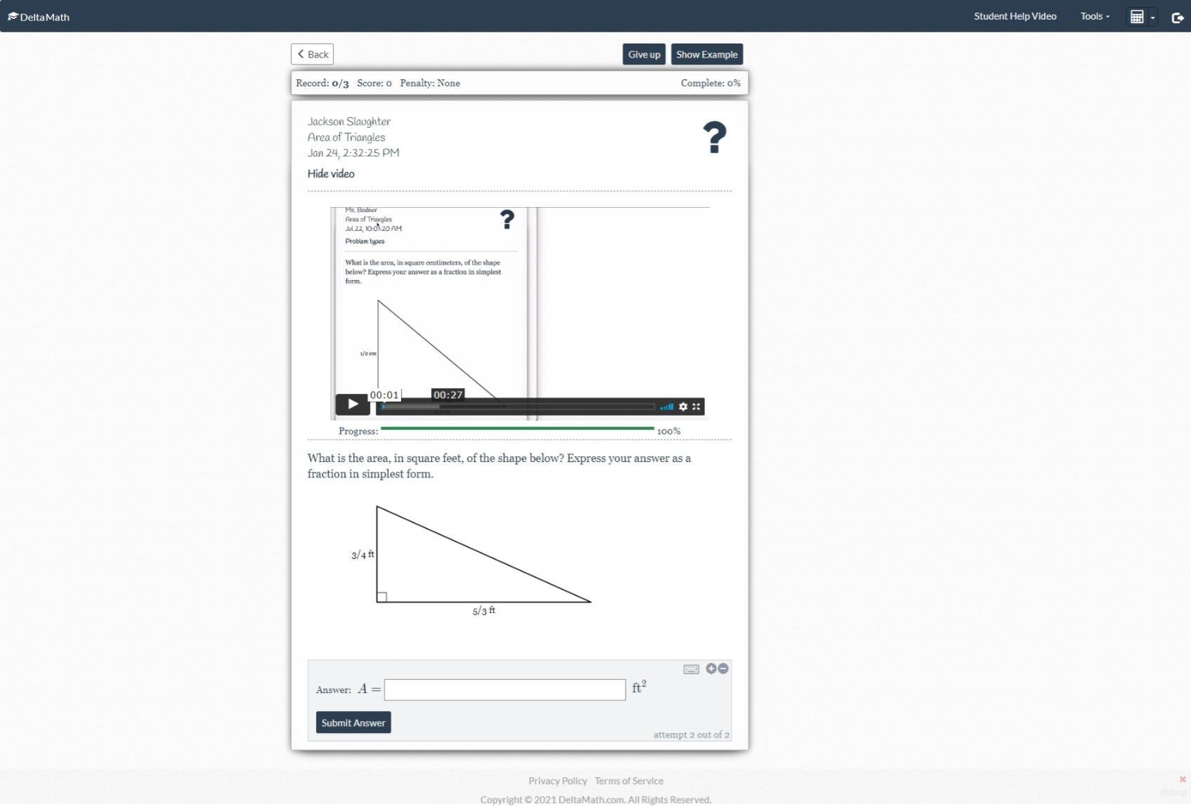 📈What is the area, in square feet, of the shape below? Express your