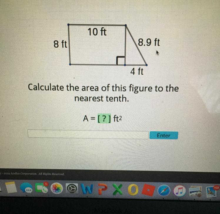 Please help. Calculate the area of this figure to the nearest tenth