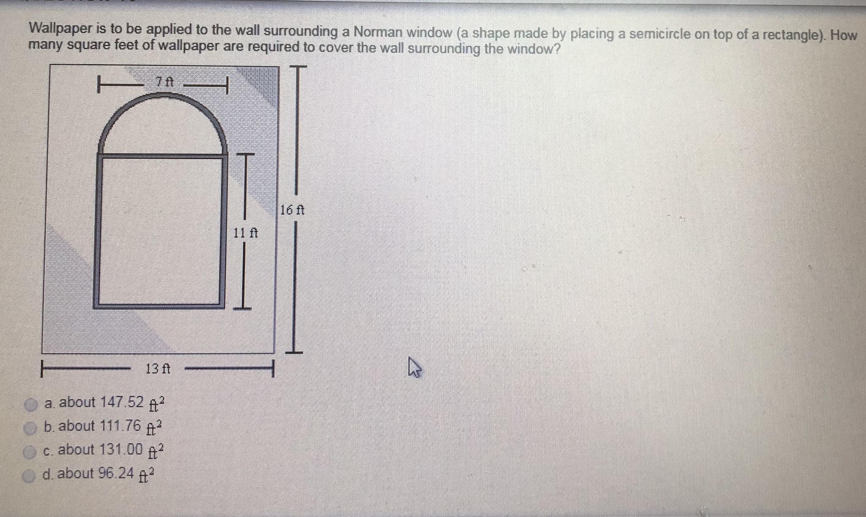 HELP PLEASE Wallpaper is to be applied to the wall surrounding a Norman