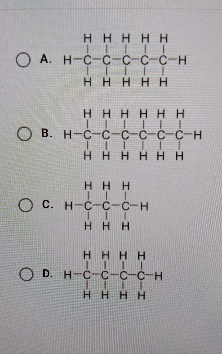 Which of the following represents C3H8?