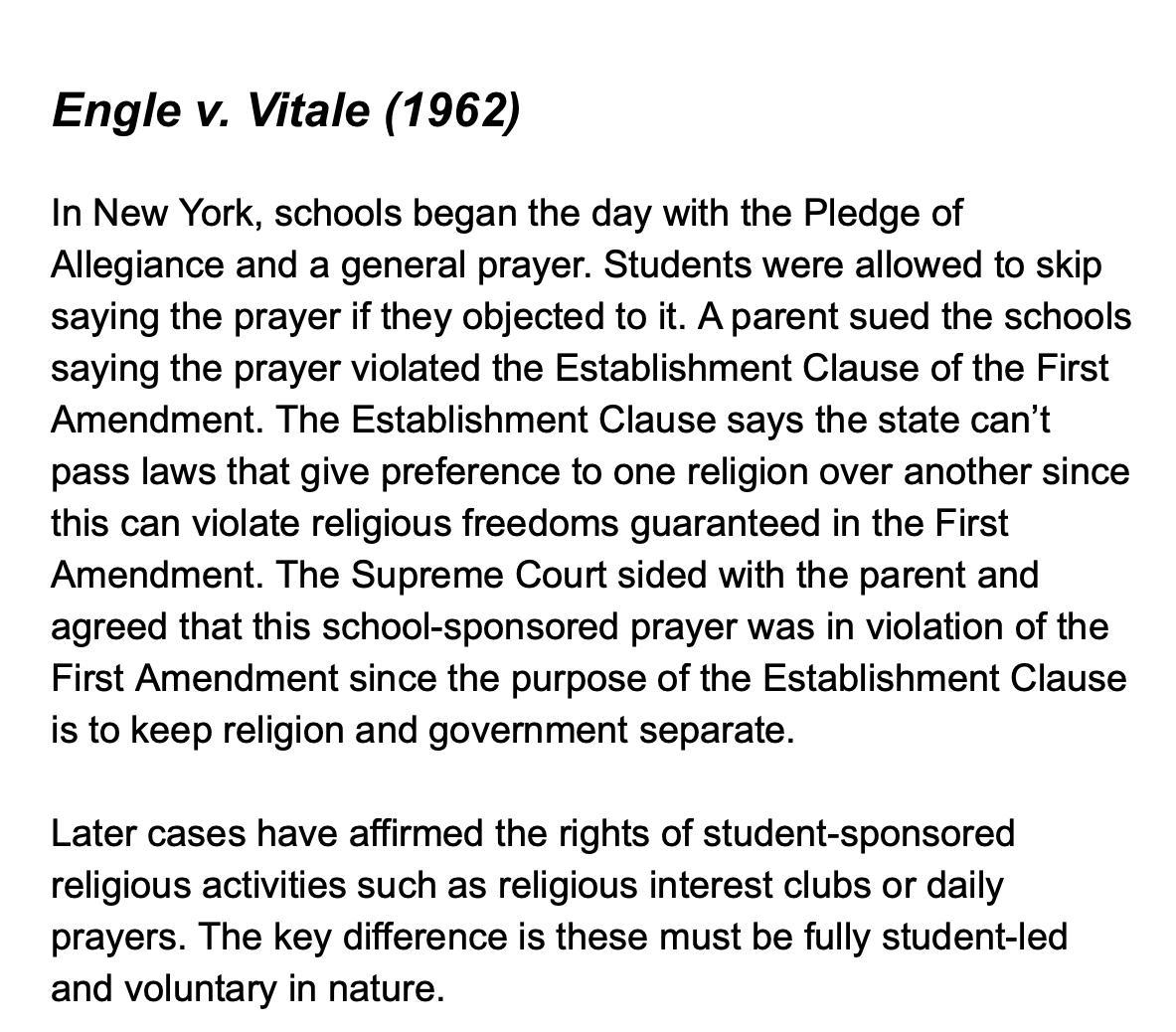 Using the cases provided in the lesson (Tinker v. Des