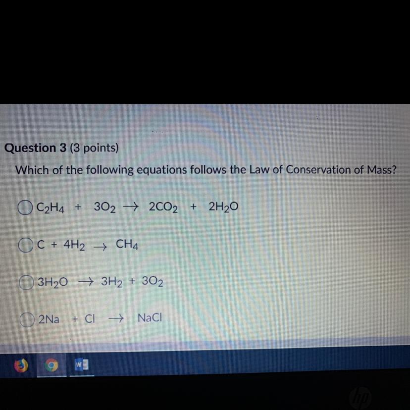 which of the following equations follows the law of conservation of