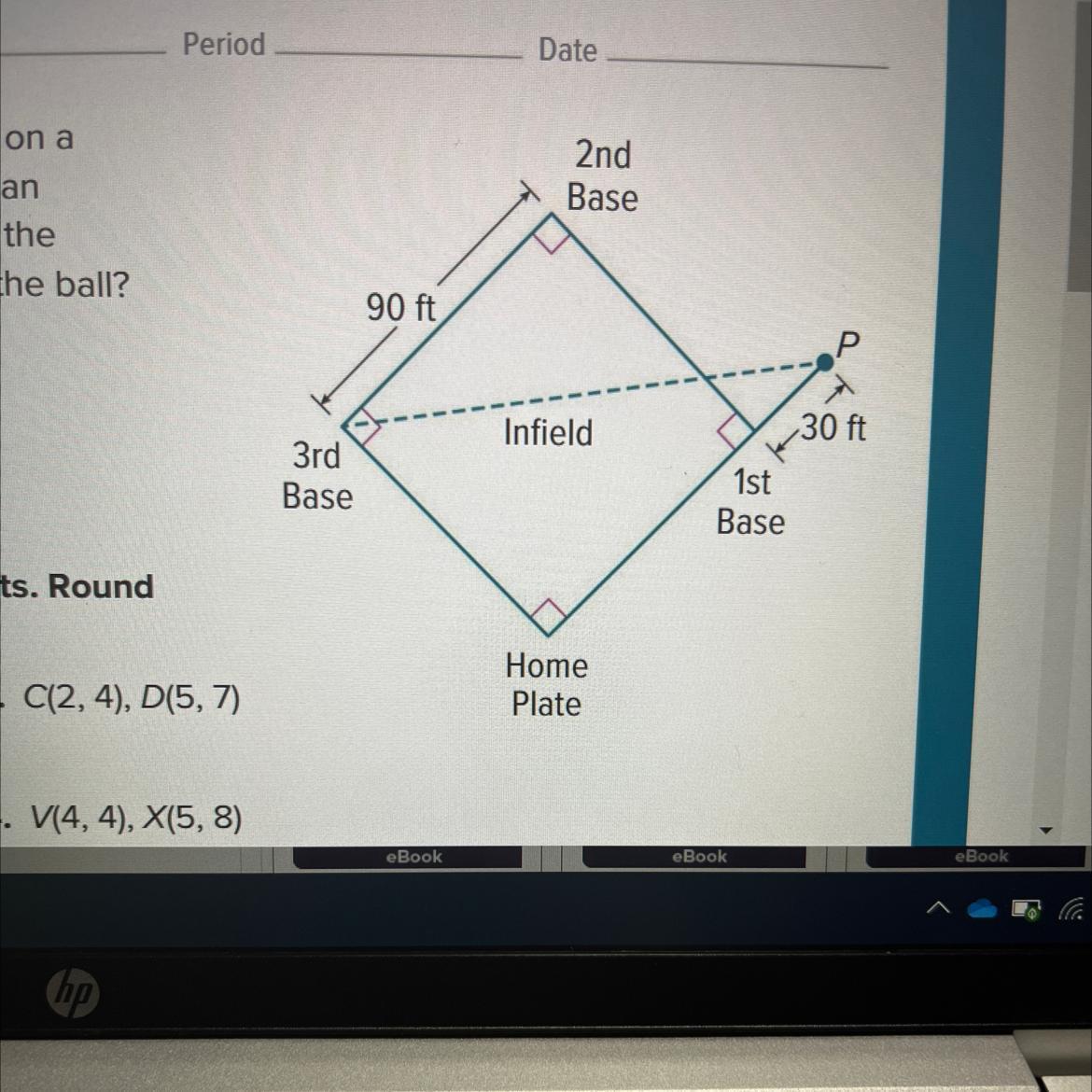  sports the distance between each base on a baseball infield is 90