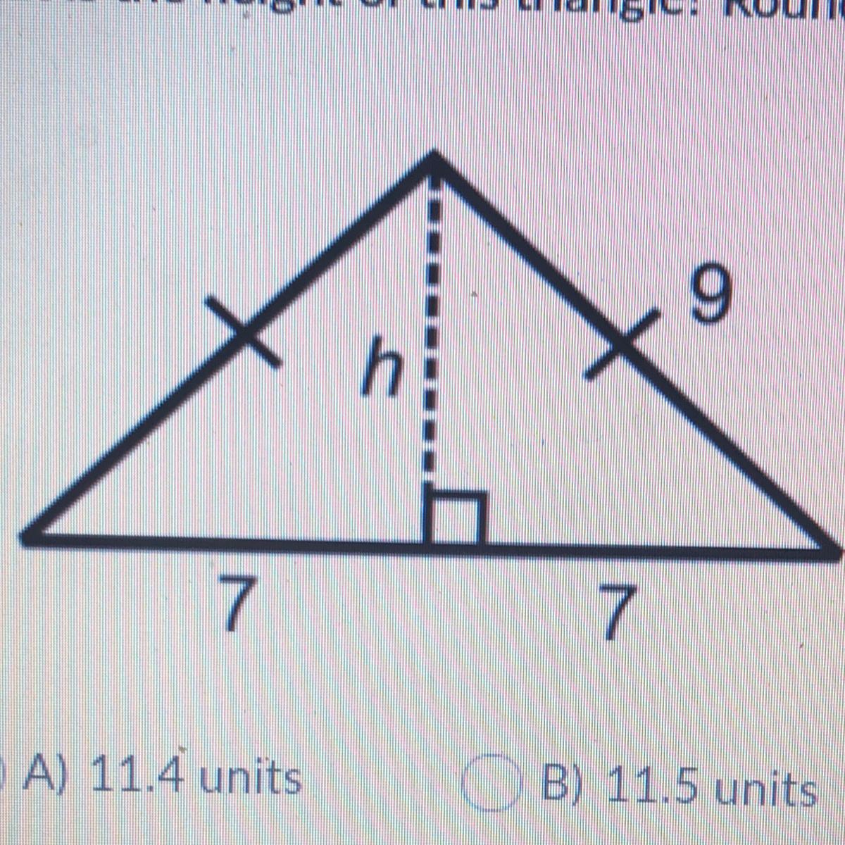 What is the height of this triangle? Round your answer to the nearest