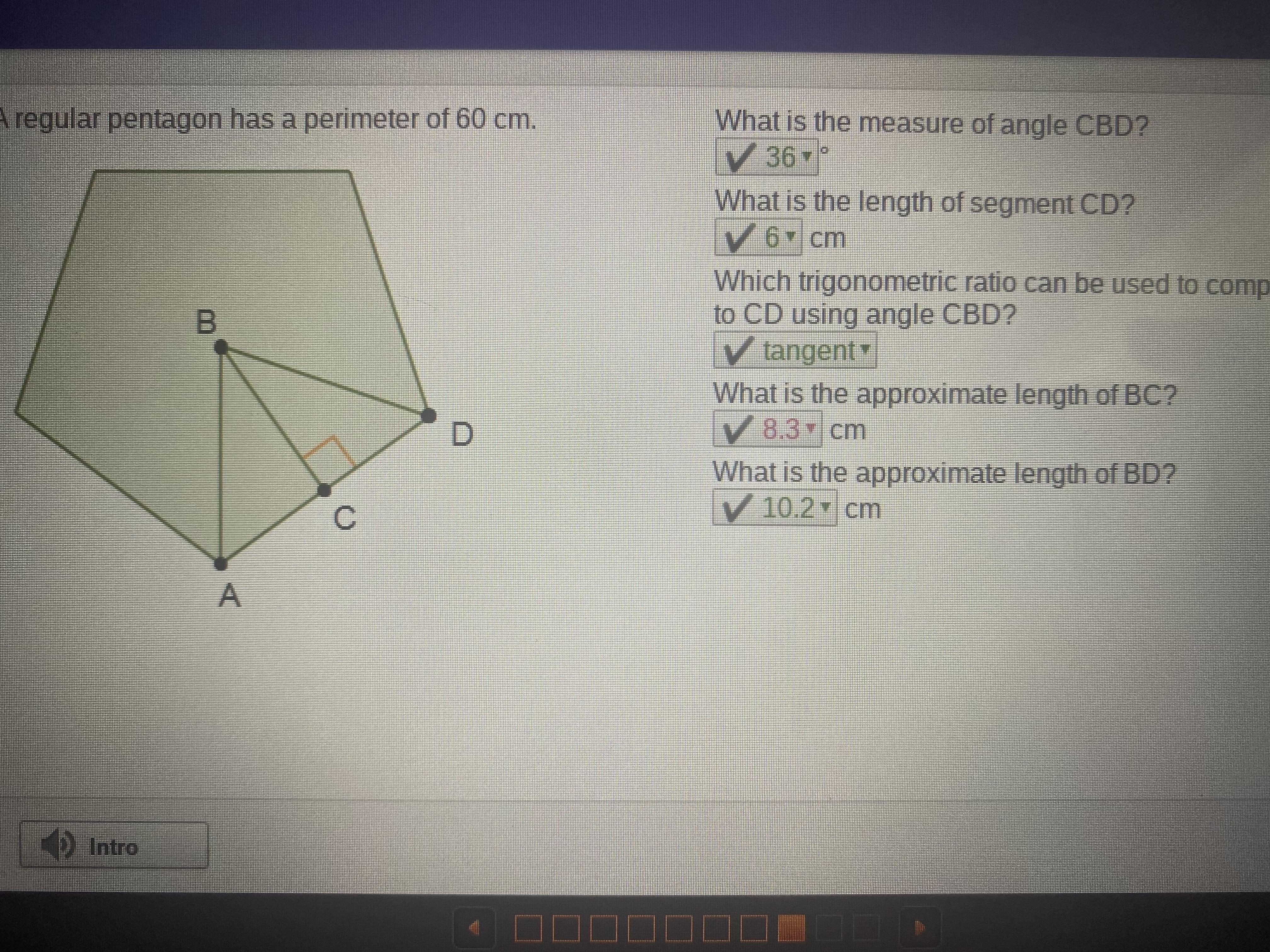 a regular pentagon has a perimeter of 60 cm what is the measure of