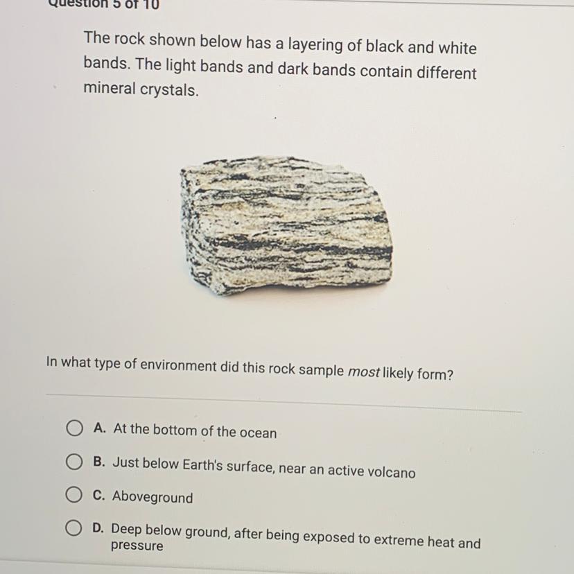 PLEASE HELP ME BRAINLY IF CORRECT!!!!!! PLEASE The rock shown below has