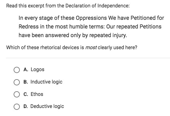 Which Of These Rhetorical Devices Is Most Clearly Used Here? - Brainly.com
