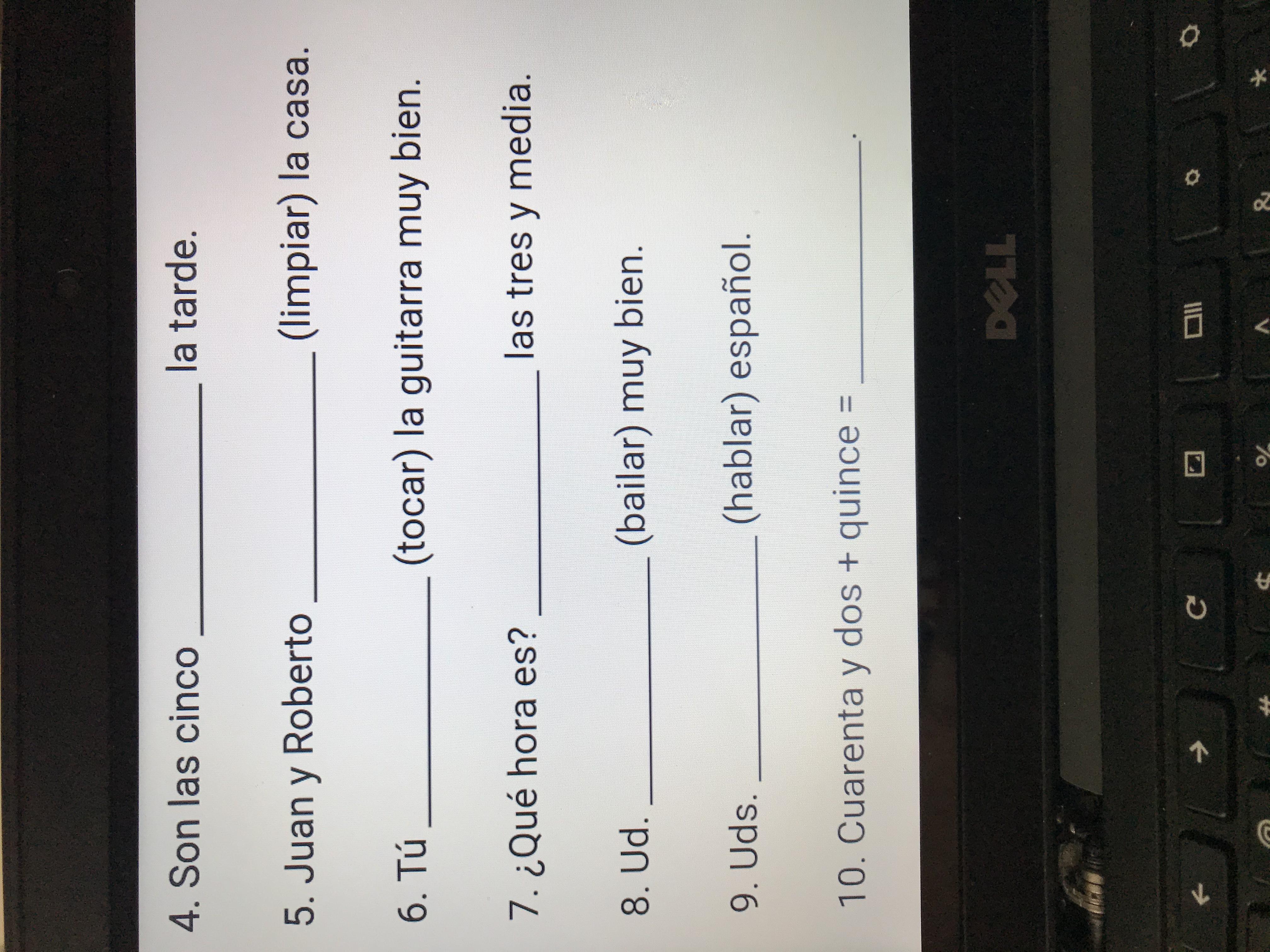 Answer the ones you know in Spanish If is ok if you don’t know all of