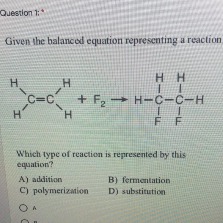 ⚗️Given the balanced equation representing a reaction which type of
