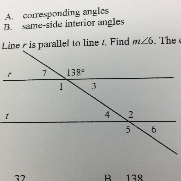 Line R Is Parallel To Line T. Find M&Lt;6. The Diagram Is Not To Scale - Brainly.com