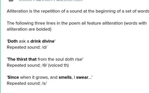 Which three lines in the poem are examples of alliteration? Song To