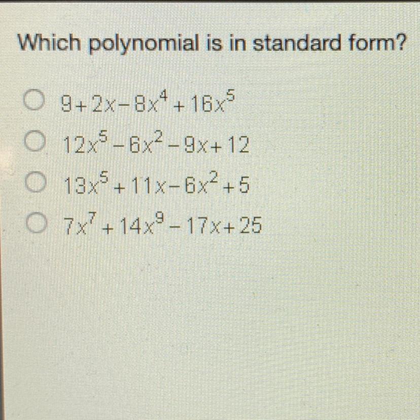 which polynomial is in standard form