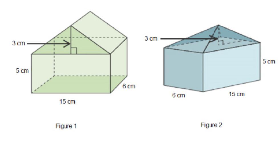 Which figure has a greater volume and by how much? The volume of figure