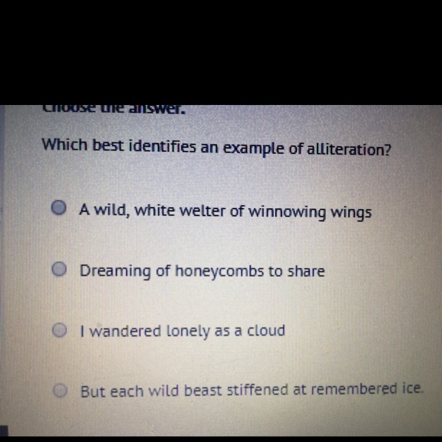 Which best identifies an example of alliteration