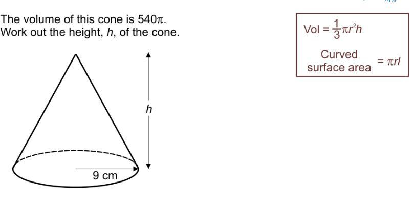 Work out the height of this cone