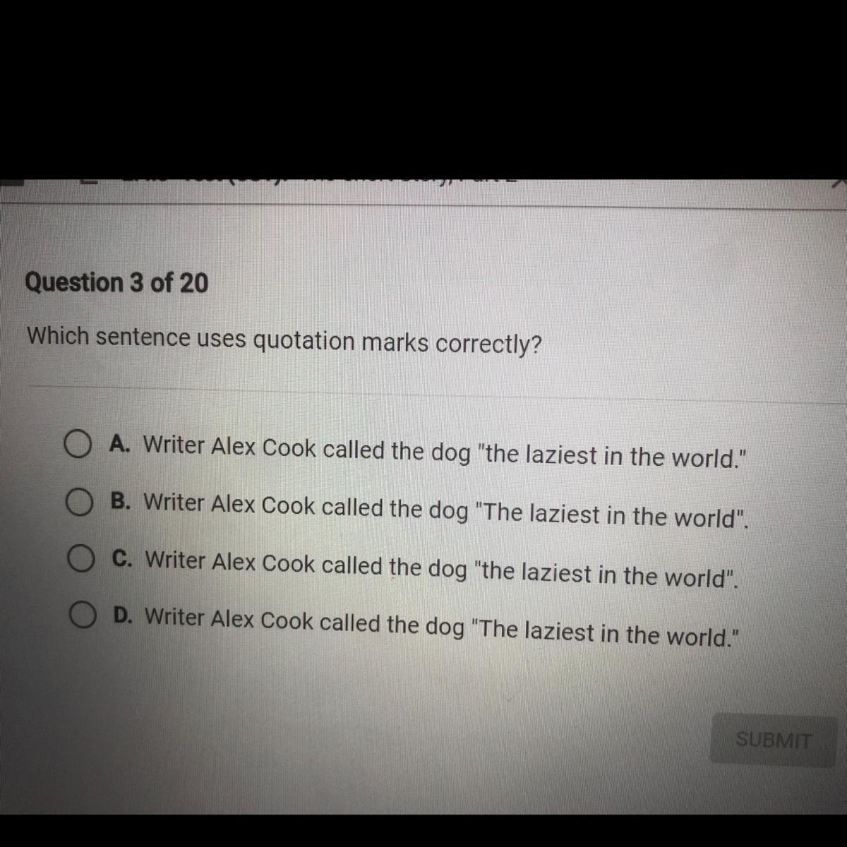Which sentence uses quotation marks correctly?