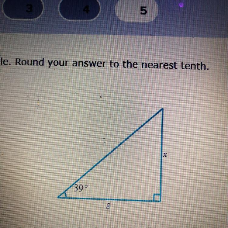 📈Solve for x in the triangle. Round your answer to the nearest tenth