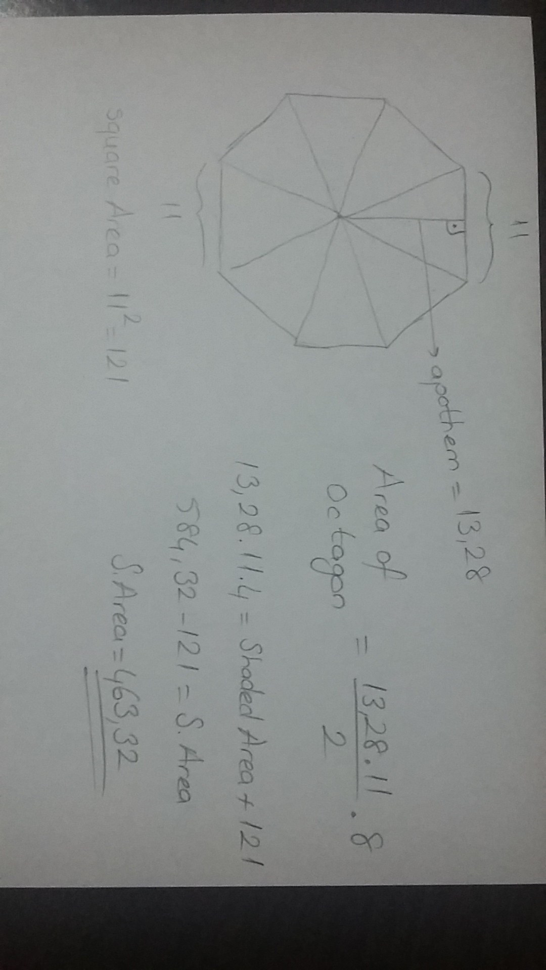 The diagram below shows a square inside a regular octagon. The apothem