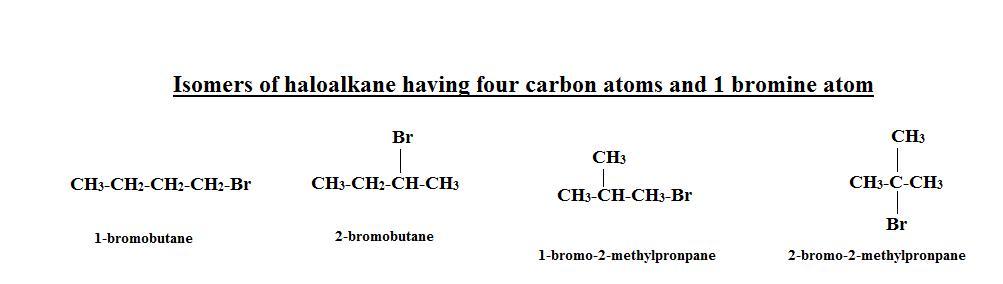 Draw the condensed structural formulas for all the possible haloalkane