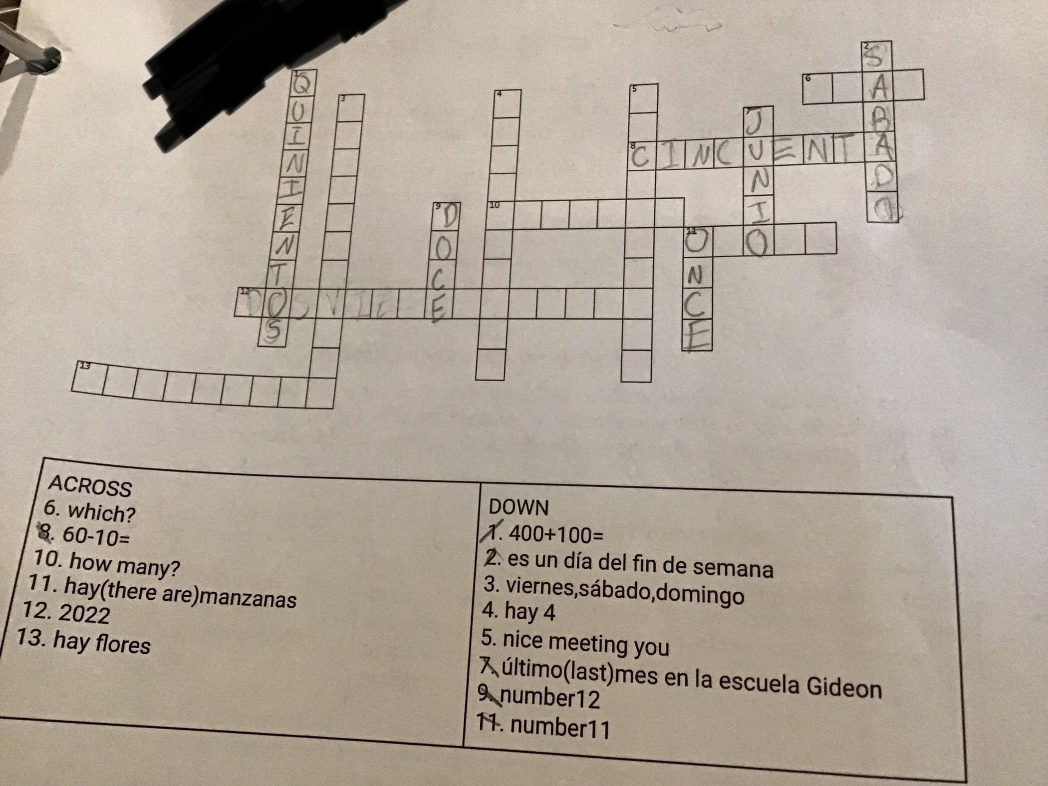 Hey everyone can someone help me with this Spanish crossword puzzle? Please give me answers to