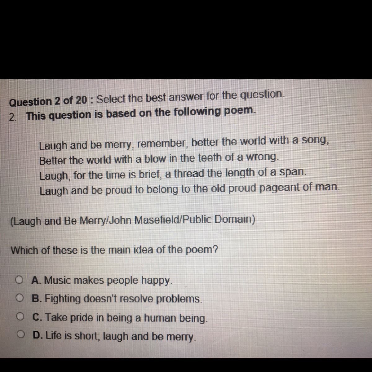 Which of these is the main idea of the poem