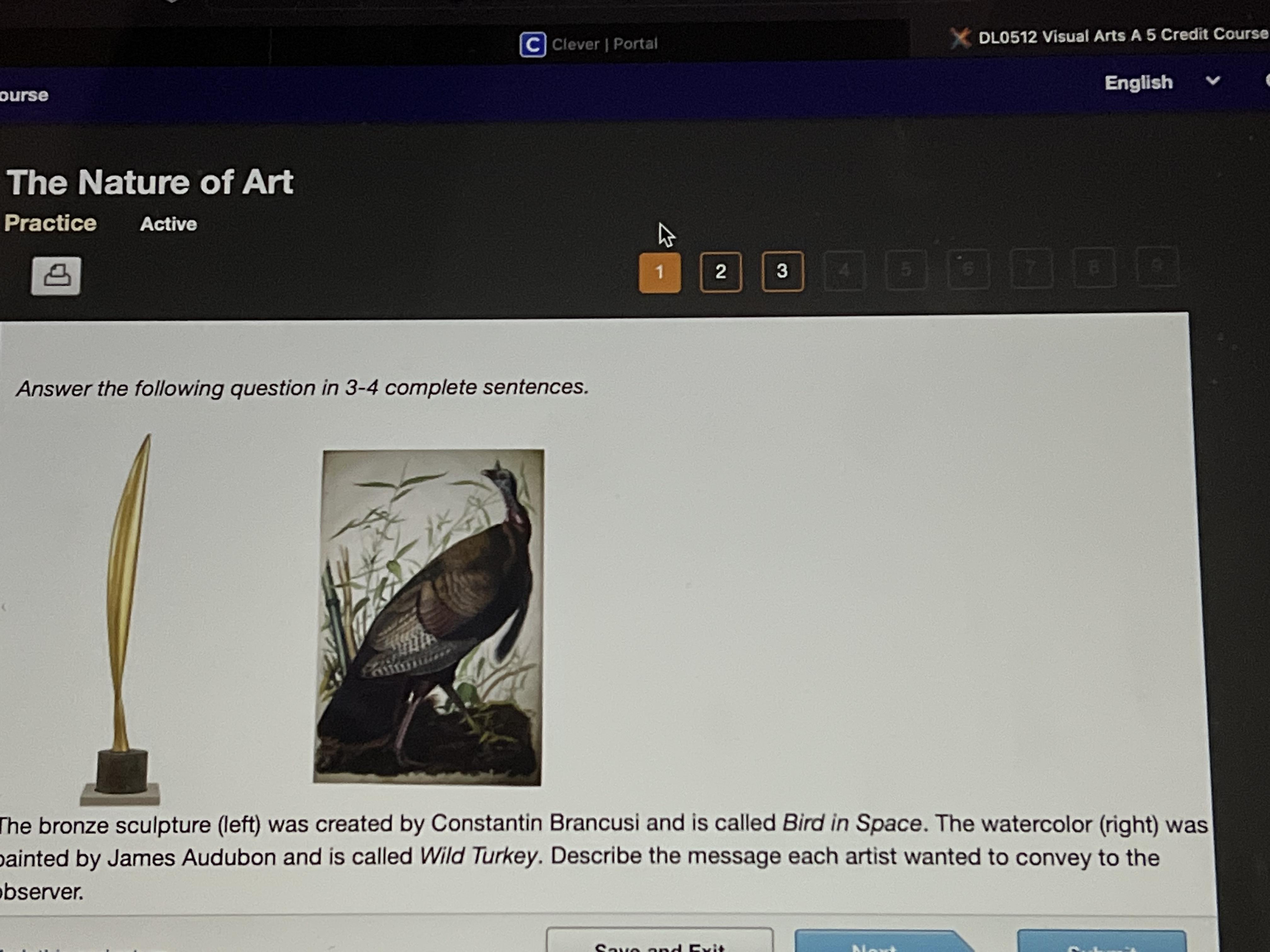 The bronze sculpture (left) was created by Constantin Brancusi and is