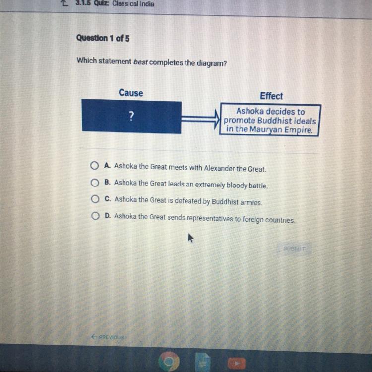 Which Statement Best Completes The Diagram? Cause ? Effect Ashoka Decides To Promote Buddhist - Brainly.com
