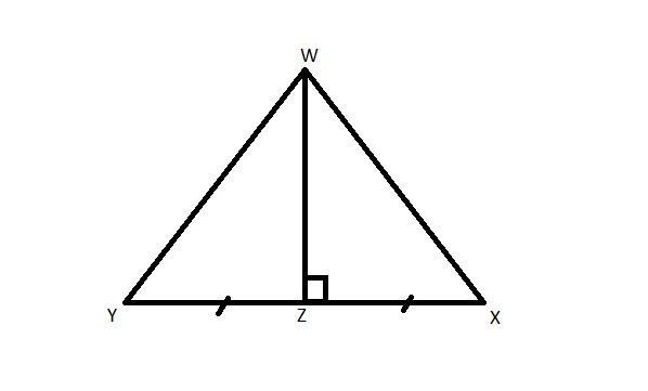 Declan draws triangle WXY. He then constructs a perpendicular bisector