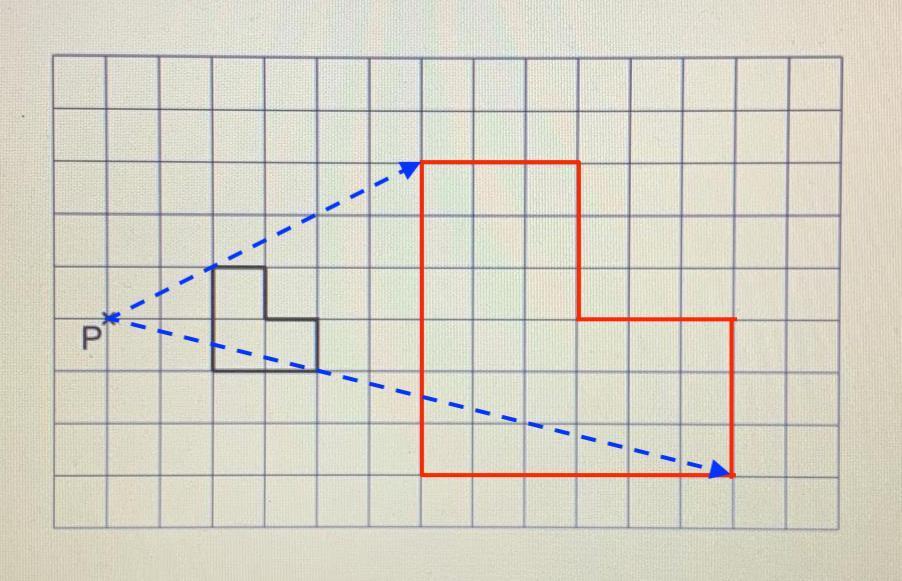 Enlarge the shape by scale factor 3, using P as the centre of