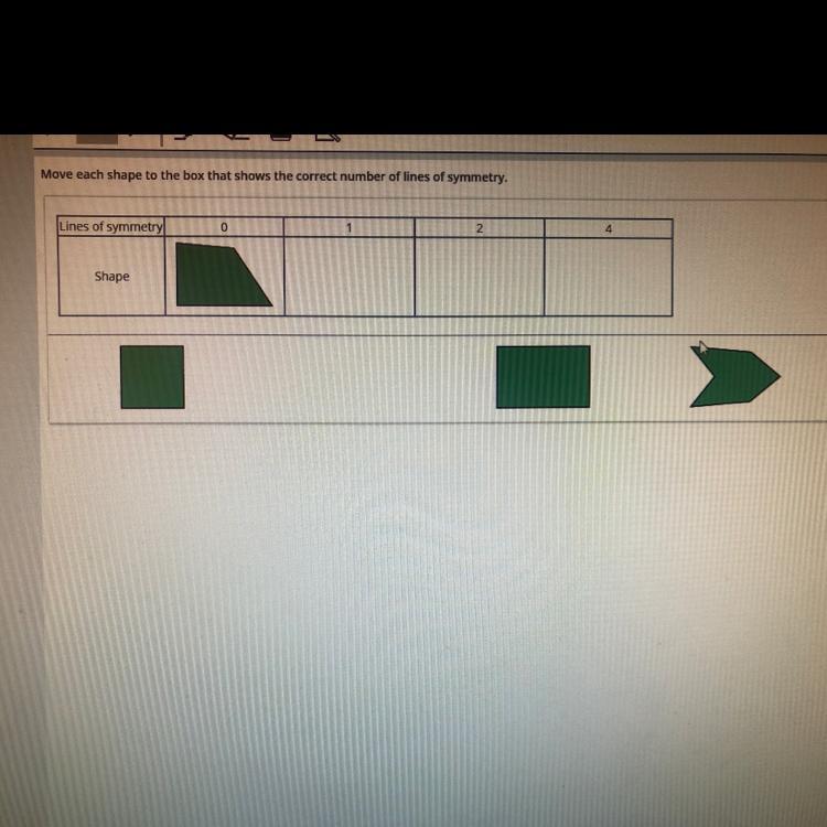 Move each shape to the box that shows the correct number of lines of