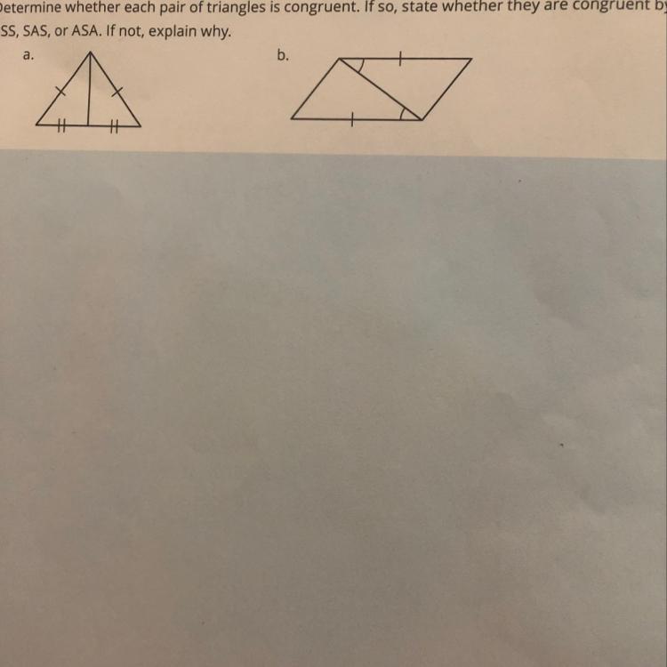 Determine whether each pair of triangles is congruent. If so, state
