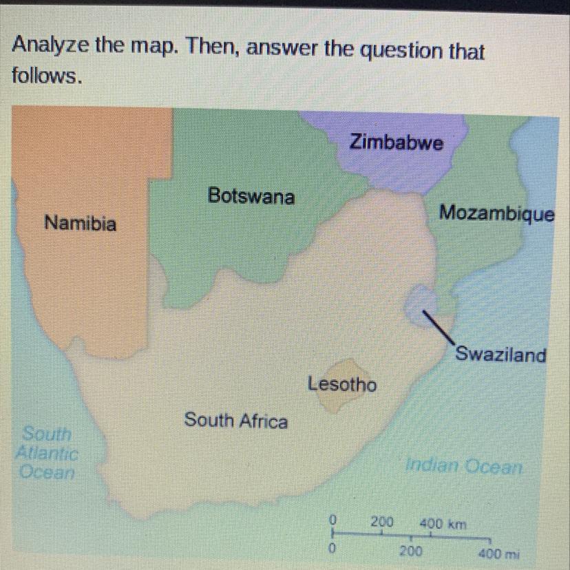 Analyze The Map. Then, Answer The Question That Follows. South Africa Is An Example Of A(N) Elongated - Brainly.com
