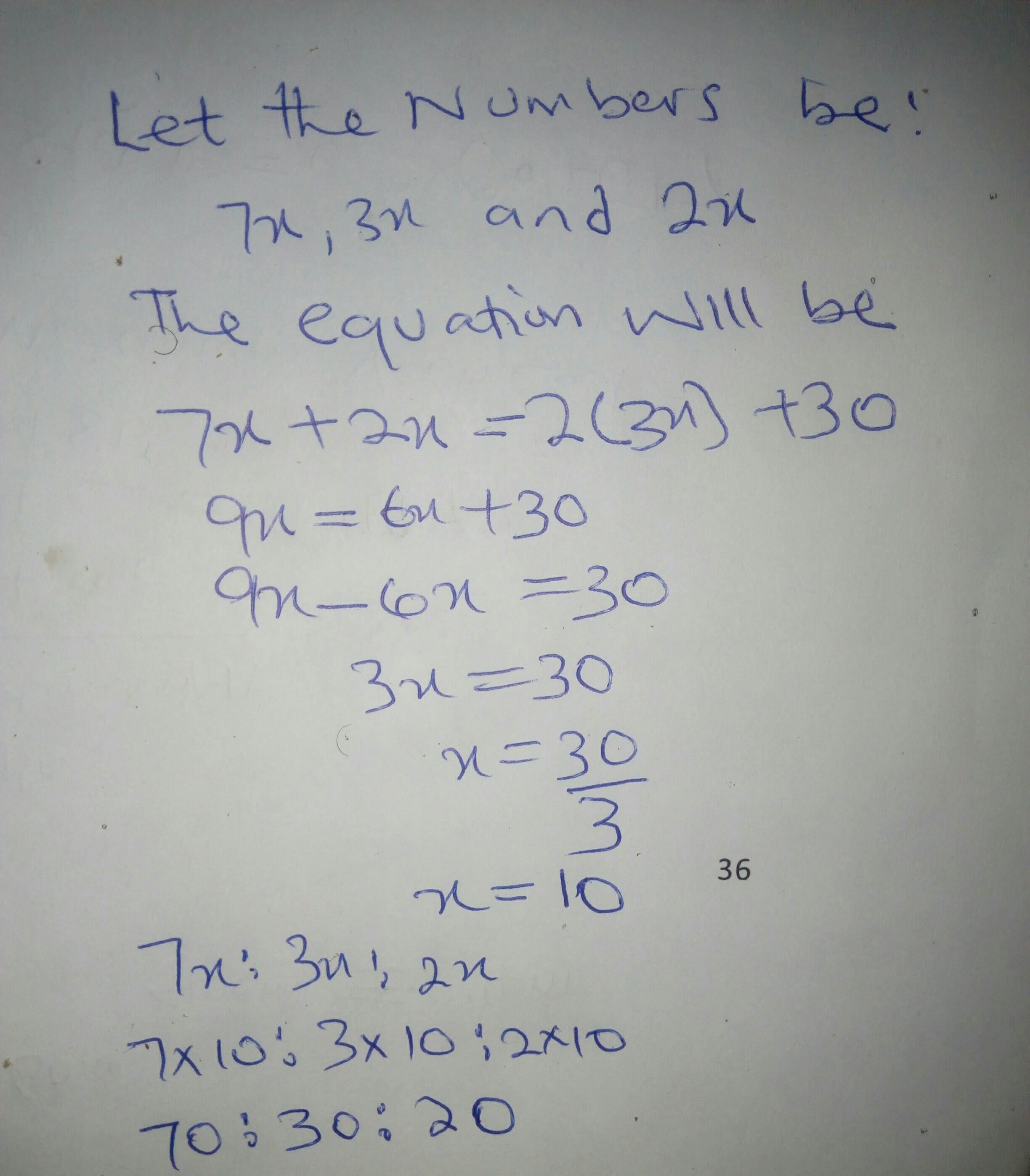 Three positive numbers are in the ratio 732. The sum of the smallest