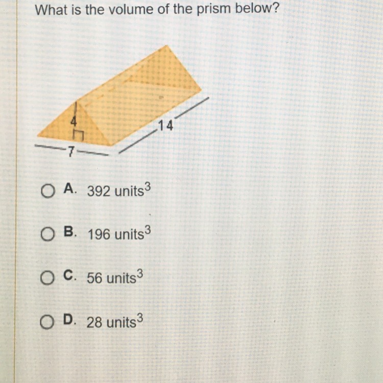 ❓Help! What Is The Volume Of The Prism Below? - Brainly.com
