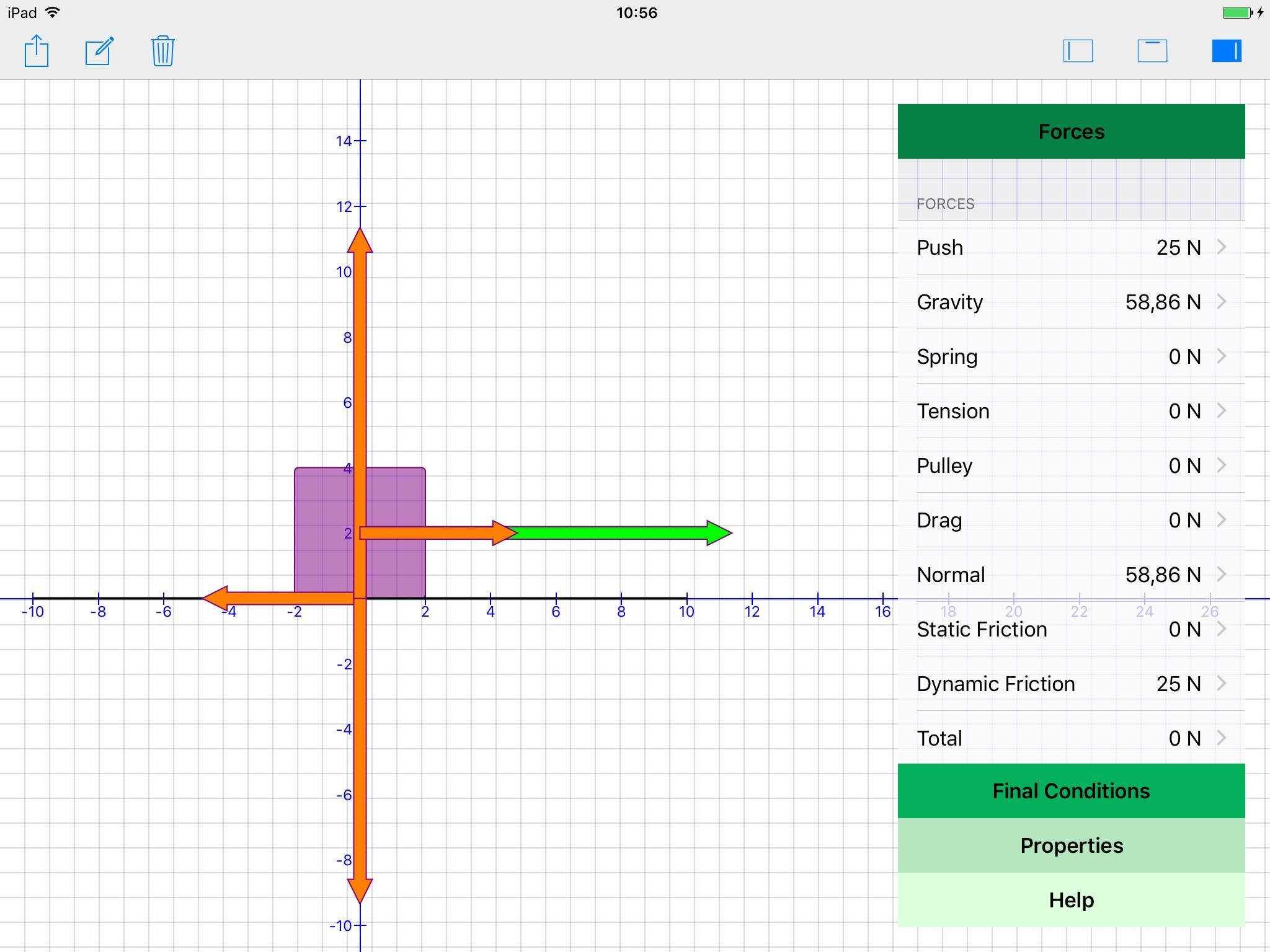 A rightward force is applied to a 6kg object to move it across a rough