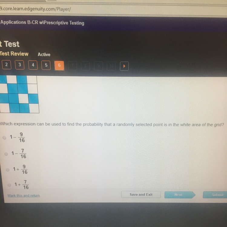 The probability that a randomly selected point on the grid below is in