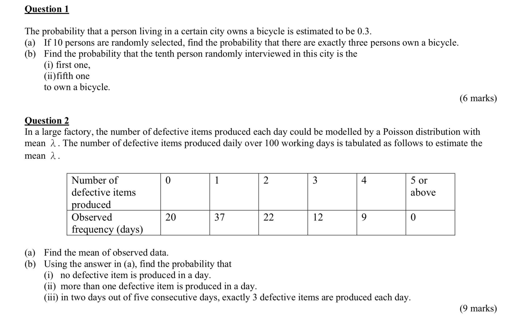 The probability that a person living in a certain city owns a bicycle