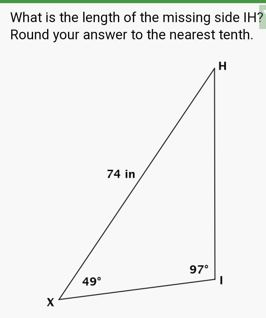 What is the length of missing side IH? ROUND answer to nearest tenth
