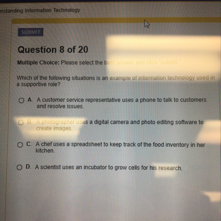 Which of the following situation is an example of information