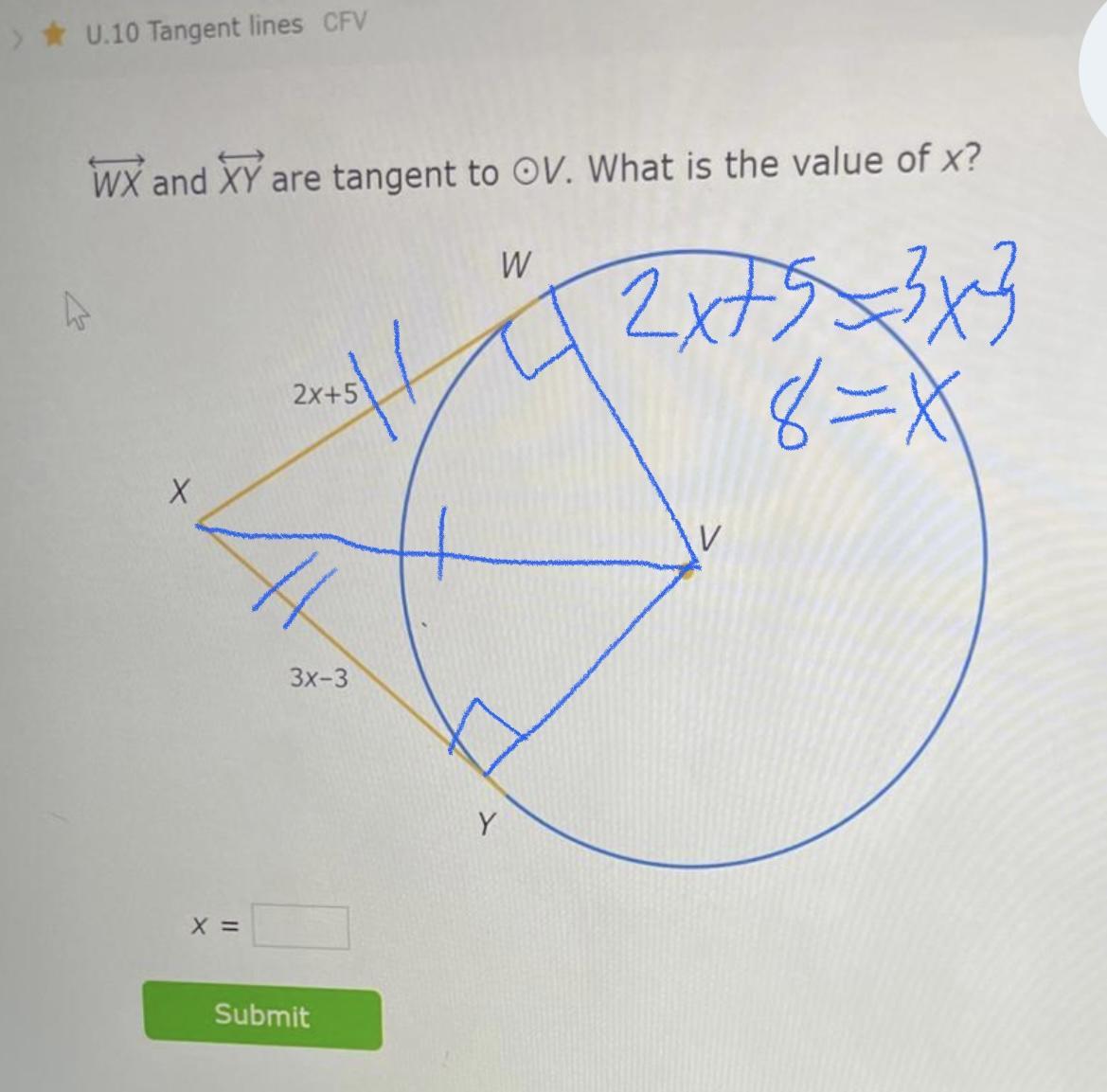 Geometry question U.10 Tangent lines