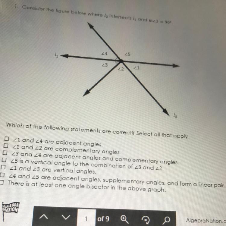 1. Consider the figure below where l2 intersects and m