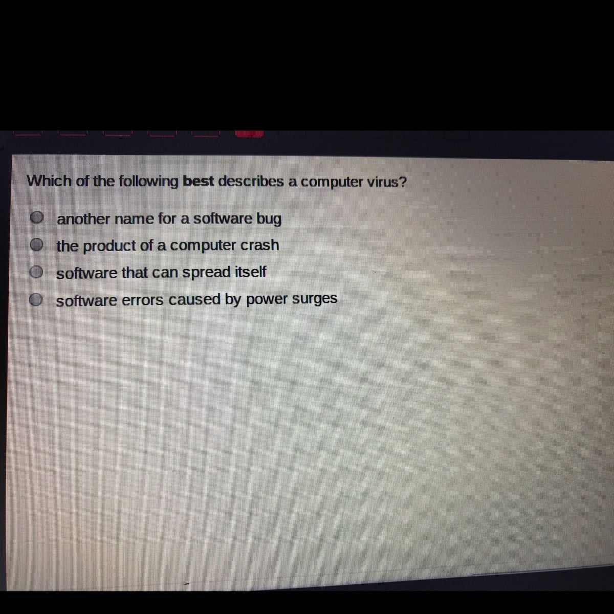 Which Of The Following Best Describes A Computer Virus? - Brainly.com