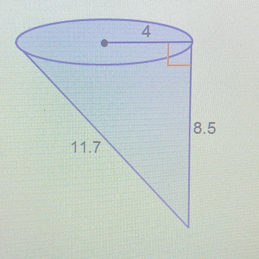 What is the volume of the oblique cone? Round to the nearest tenth. 142