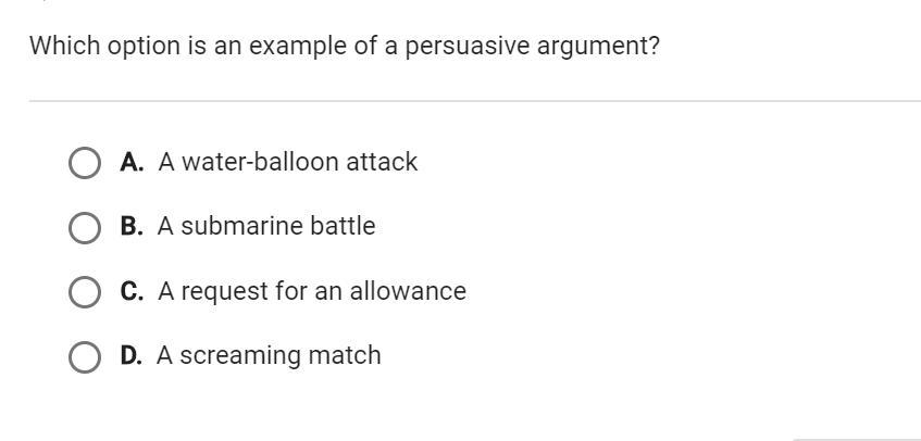Which Opinion Is An Example Of A Persuasive Argument? - Brainly.com