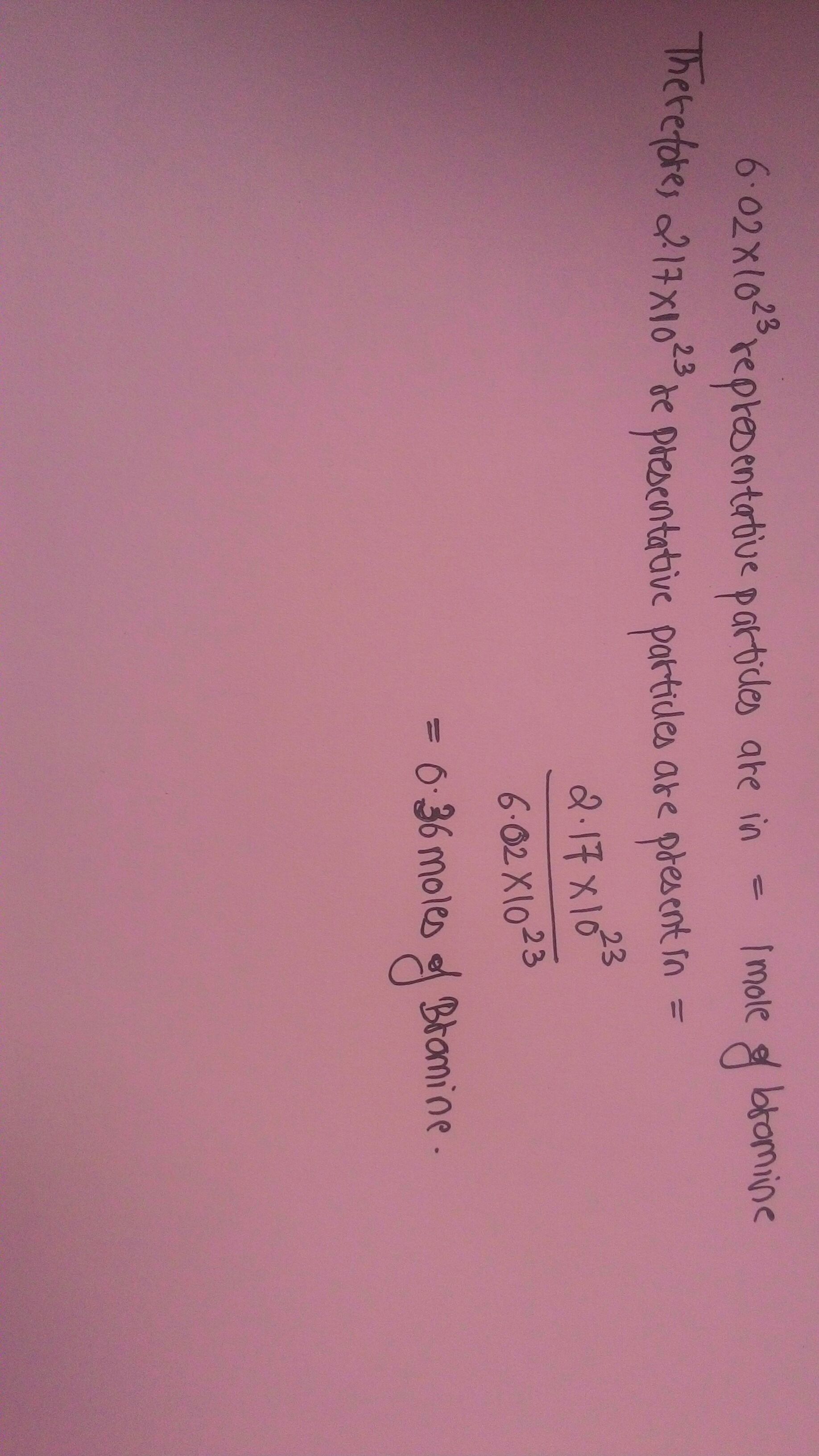 How many moles is 2.17x10^23 representative particles of bromine