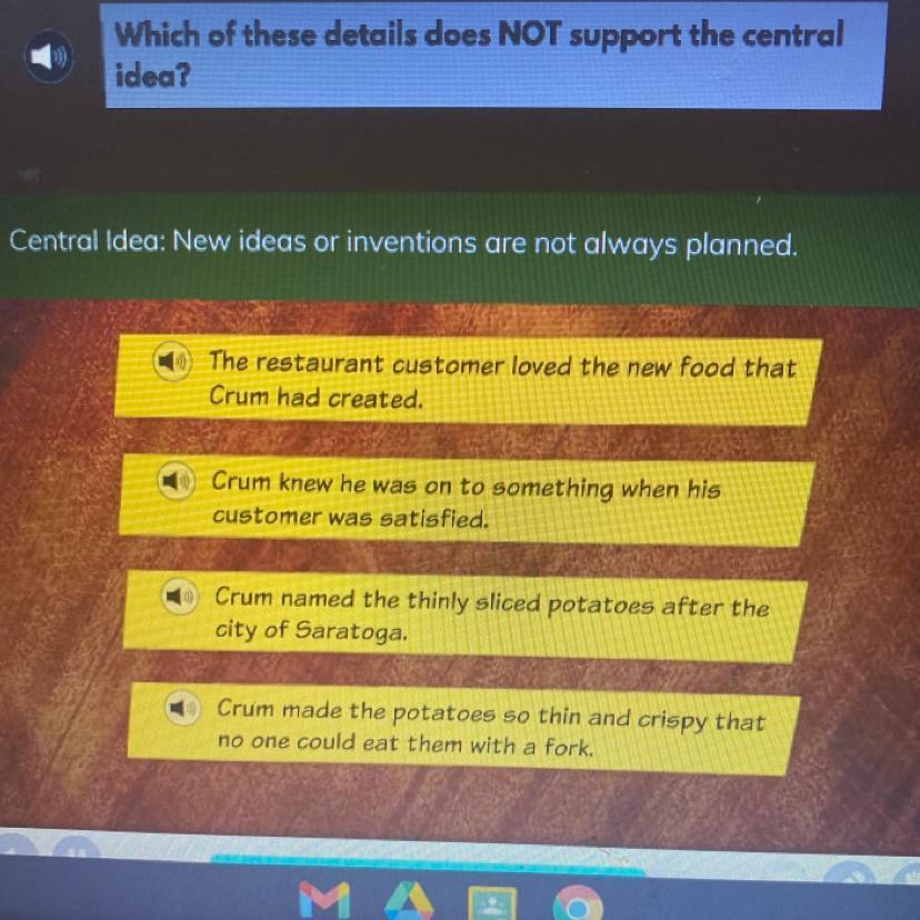 Which of these details does NOT support the central idea? The