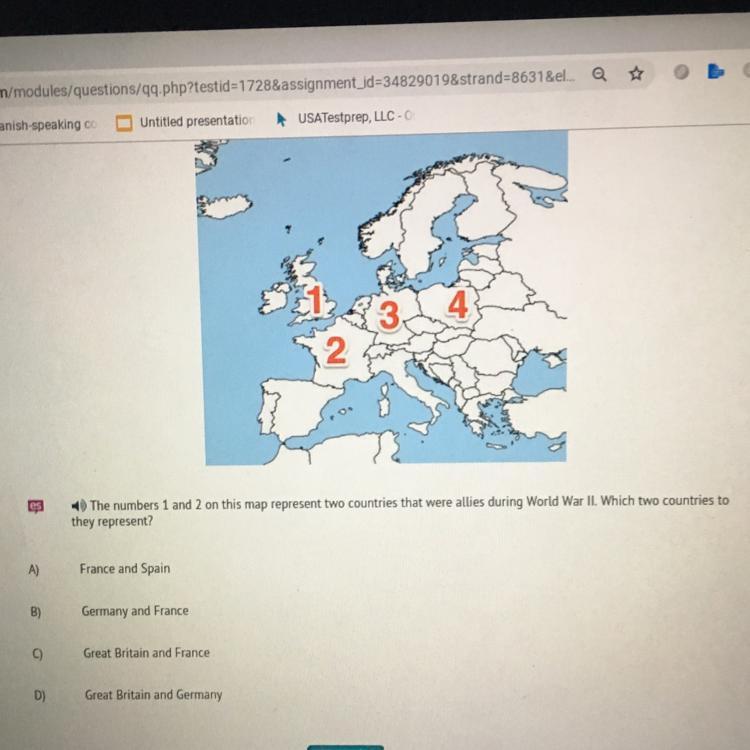 The numbers 1 and 2 on this map represent two countries