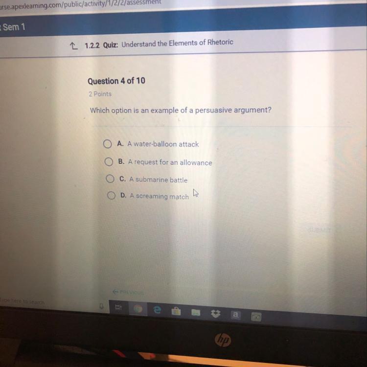 Which Option Is An Example Of A Persuasive Argument - Brainly.com