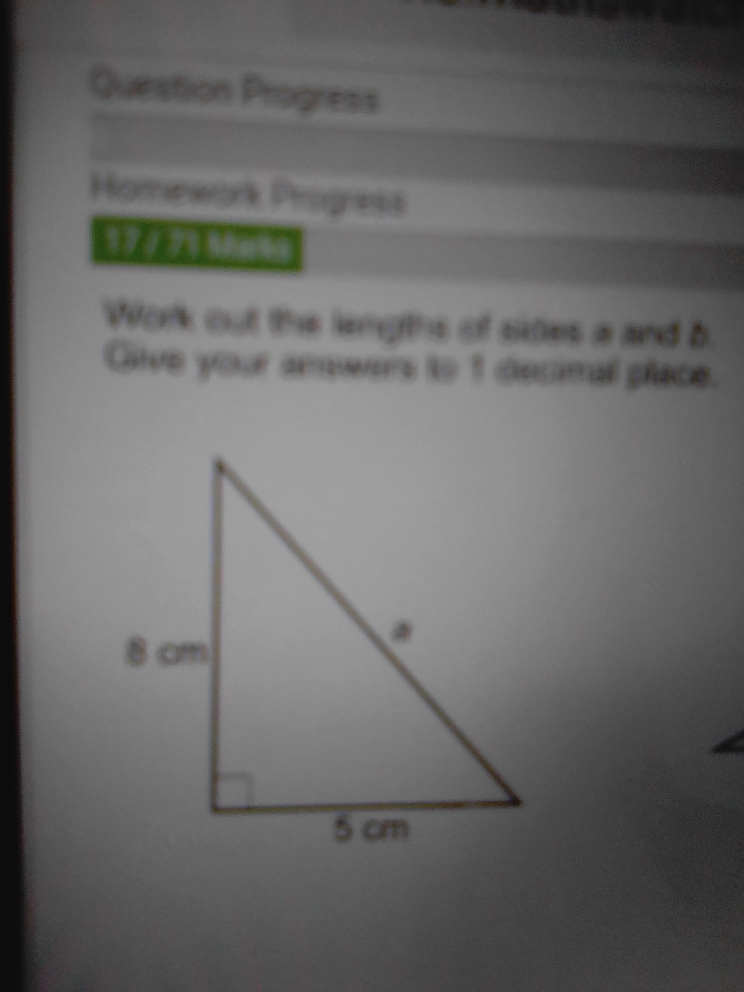 Work out the lengths of sides a and b. Give your answer to 1 decimal